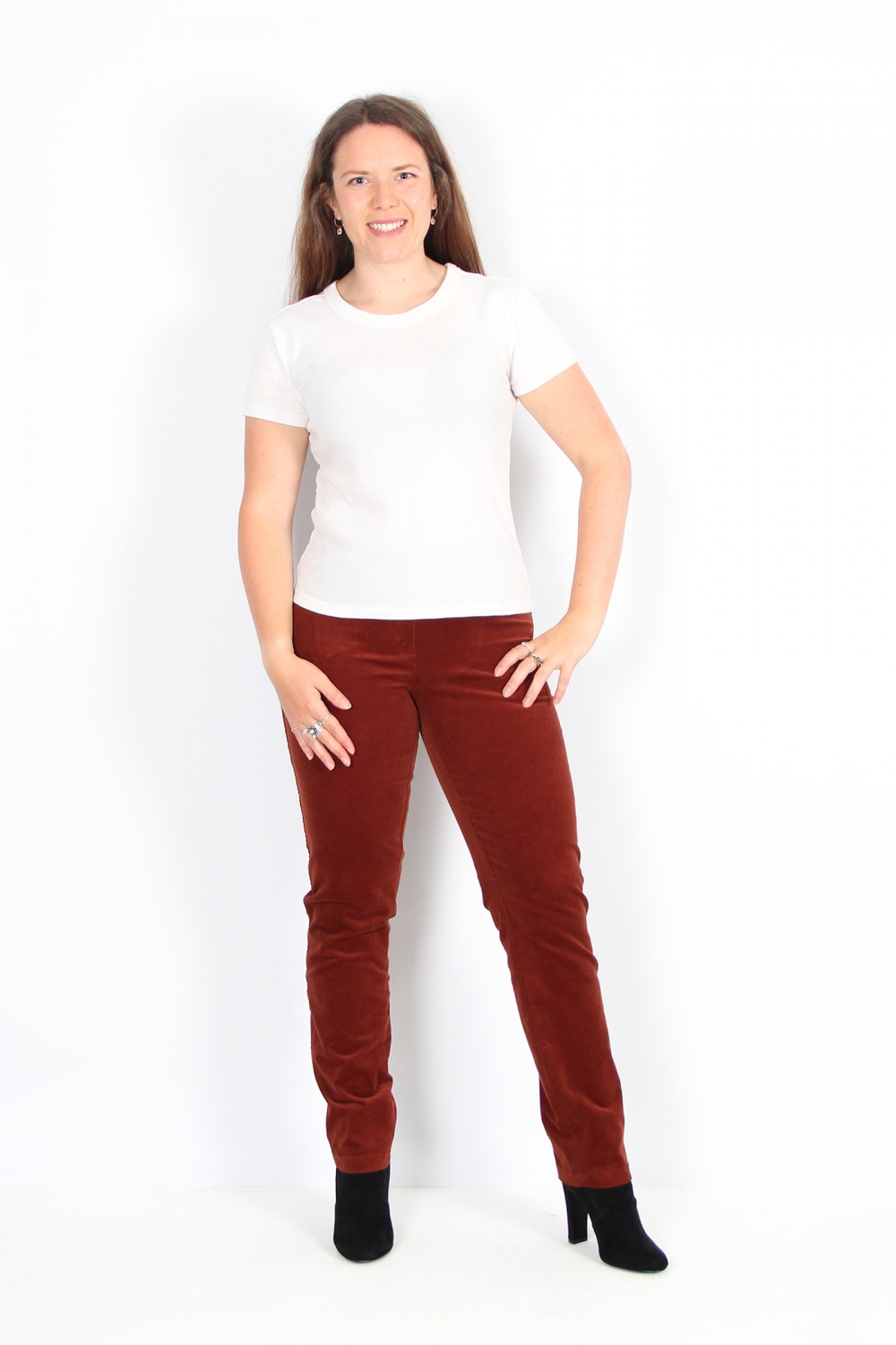 Robell Trousers Bella Fine Needlecord Chestnut