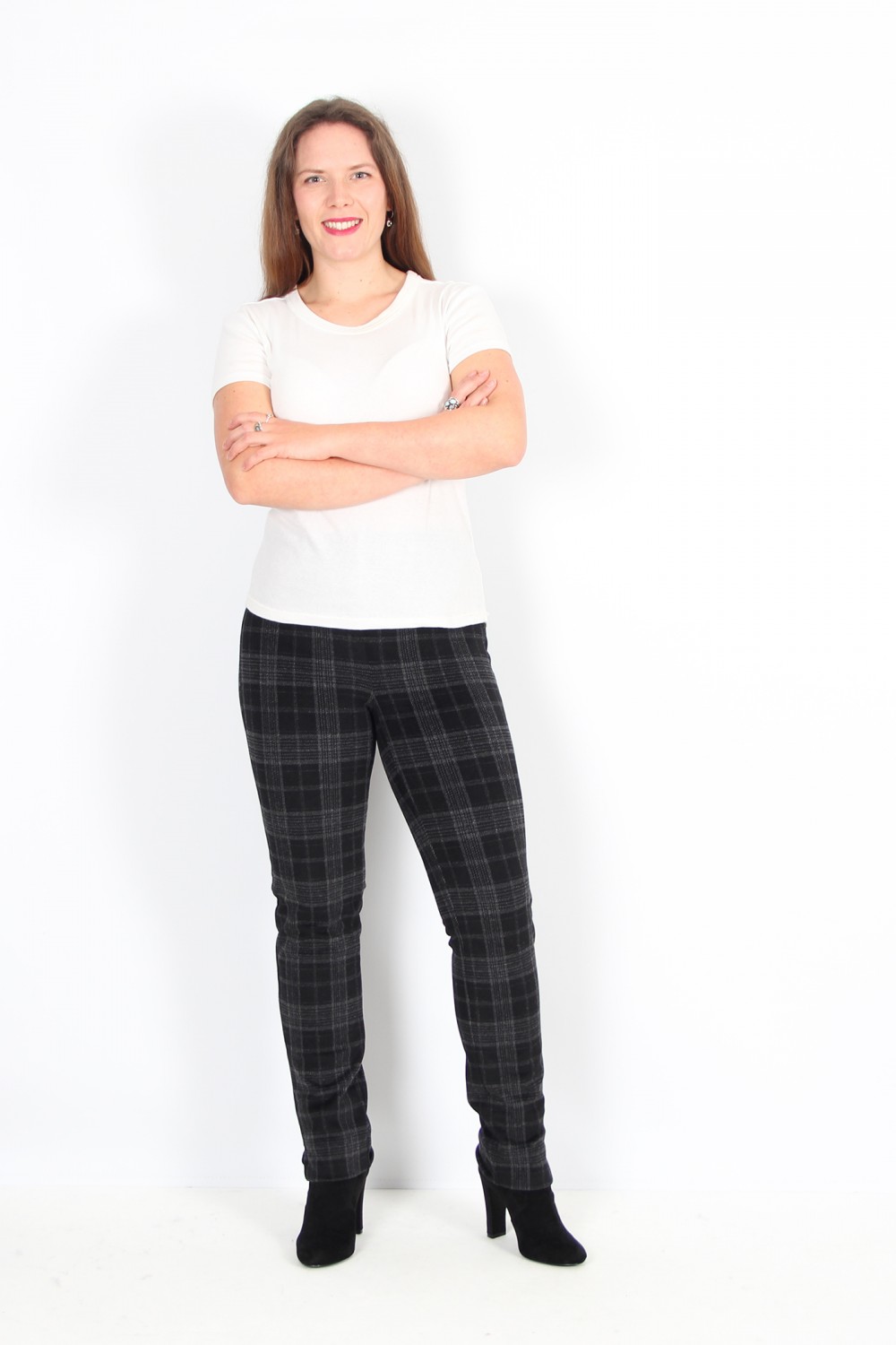 Robell Trousers Rose Limited Addition Plaid Check Black