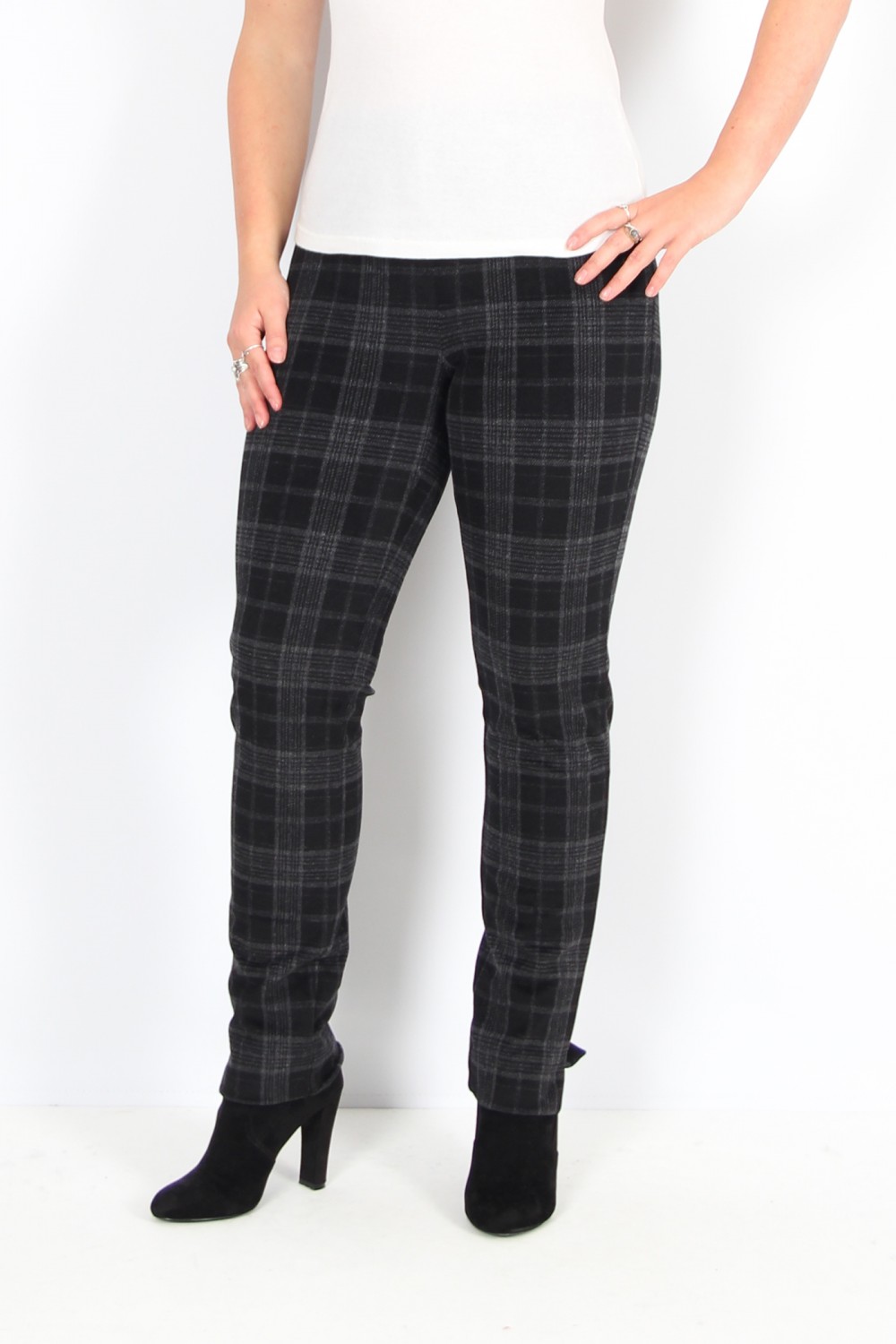 Robell Trousers Rose Limited Addition Plaid Check Black