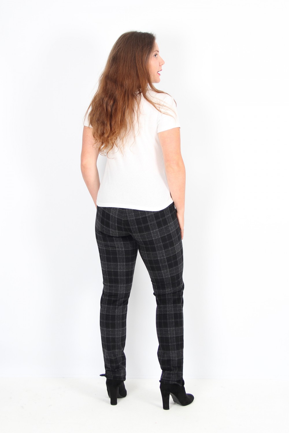 Robell Trousers Rose Limited Addition Plaid Check Black