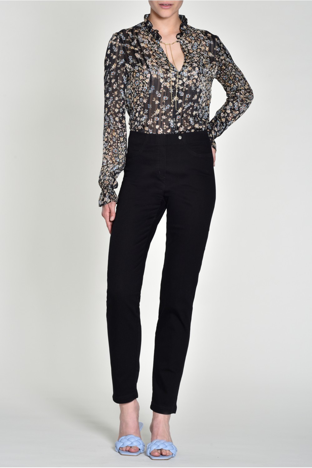 Robell Trousers Bella Jean Full Length  Black Denim