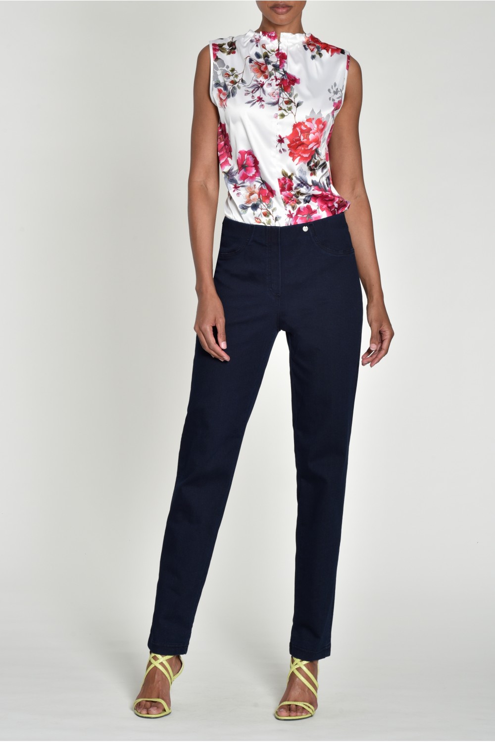 Robell Trousers Bella Jean Full Length Dark Navy Denim