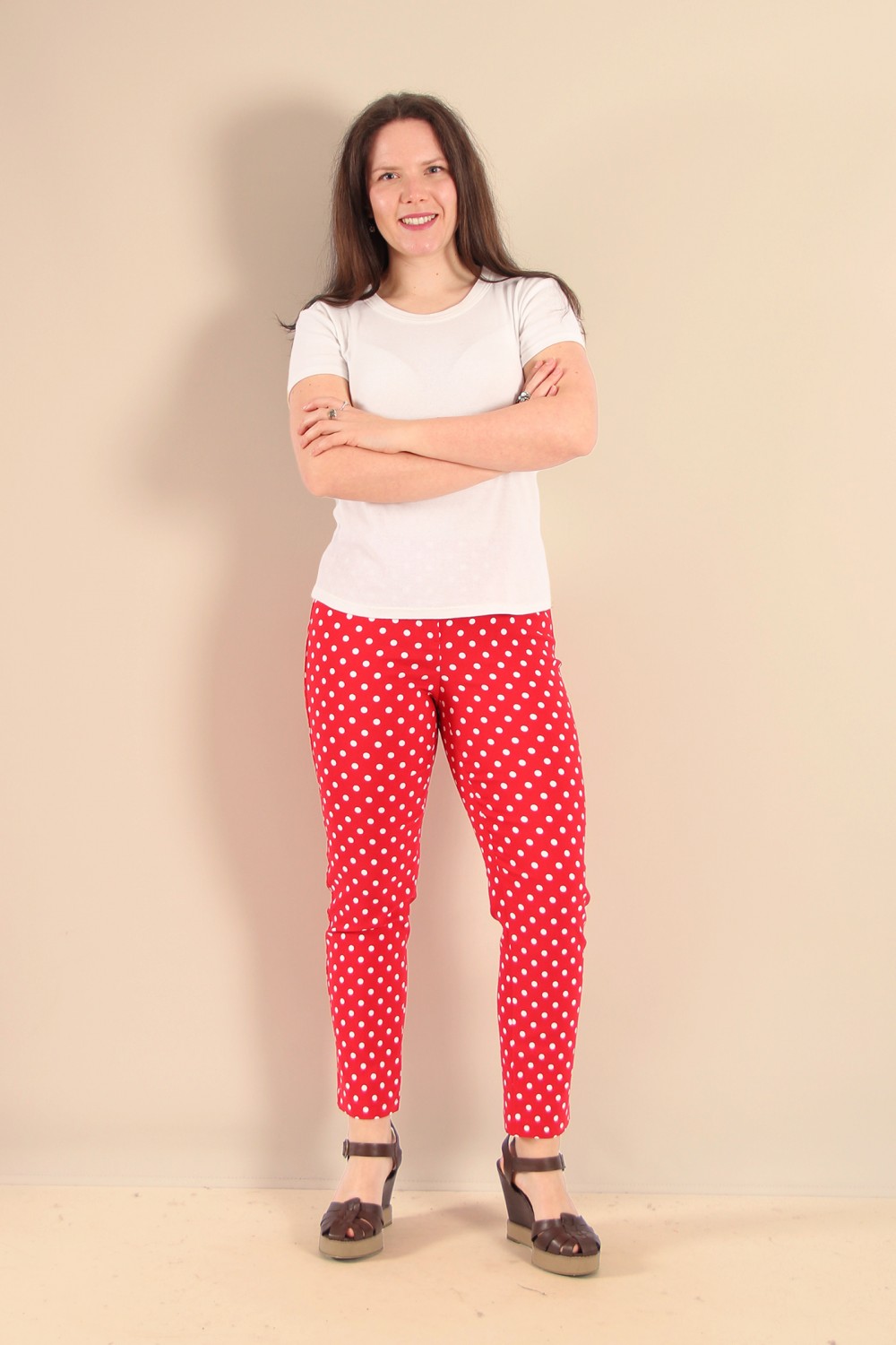 Robell Trousers Bella 09 Polka Dot 7/8 Crop Red