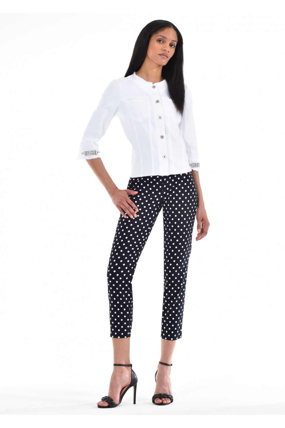 Robell Trousers Bella 09 Polka Dot 7/8 Crop Black