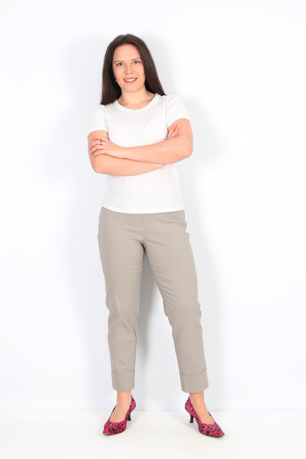 Robell Trousers Bella 09 Cuff 7/8 Crop Taupe