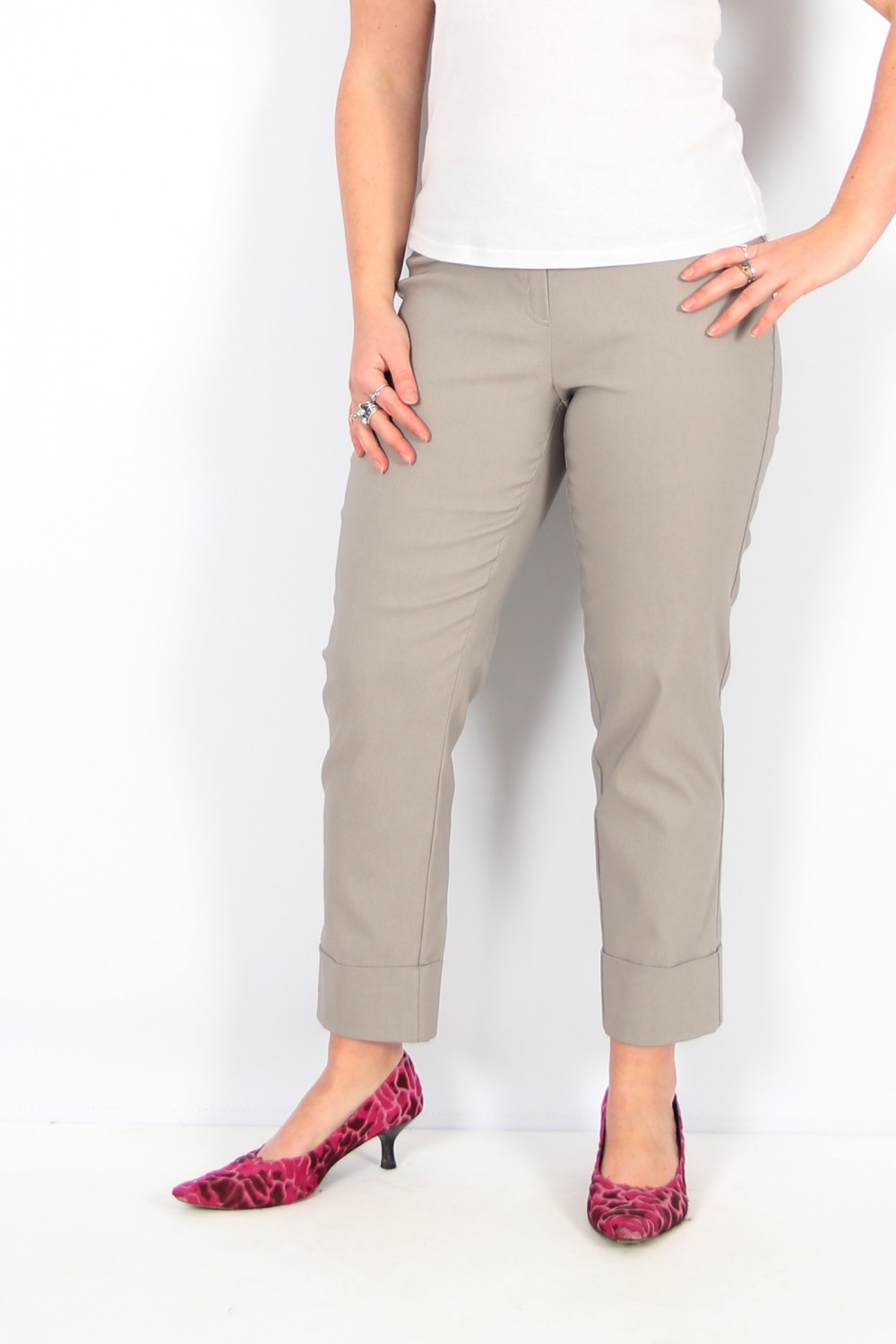 Robell Trousers Bella 09 Cuff 7/8 Crop Taupe