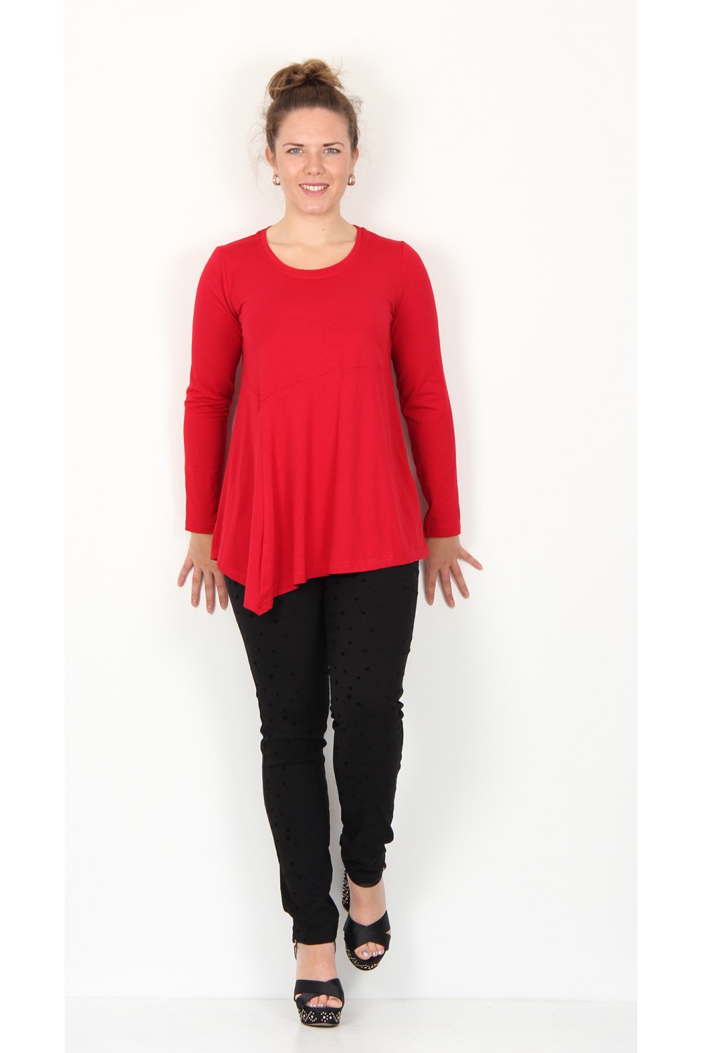 Sahara Clothing Heavy Jersey Asymmetric Top Scarlet