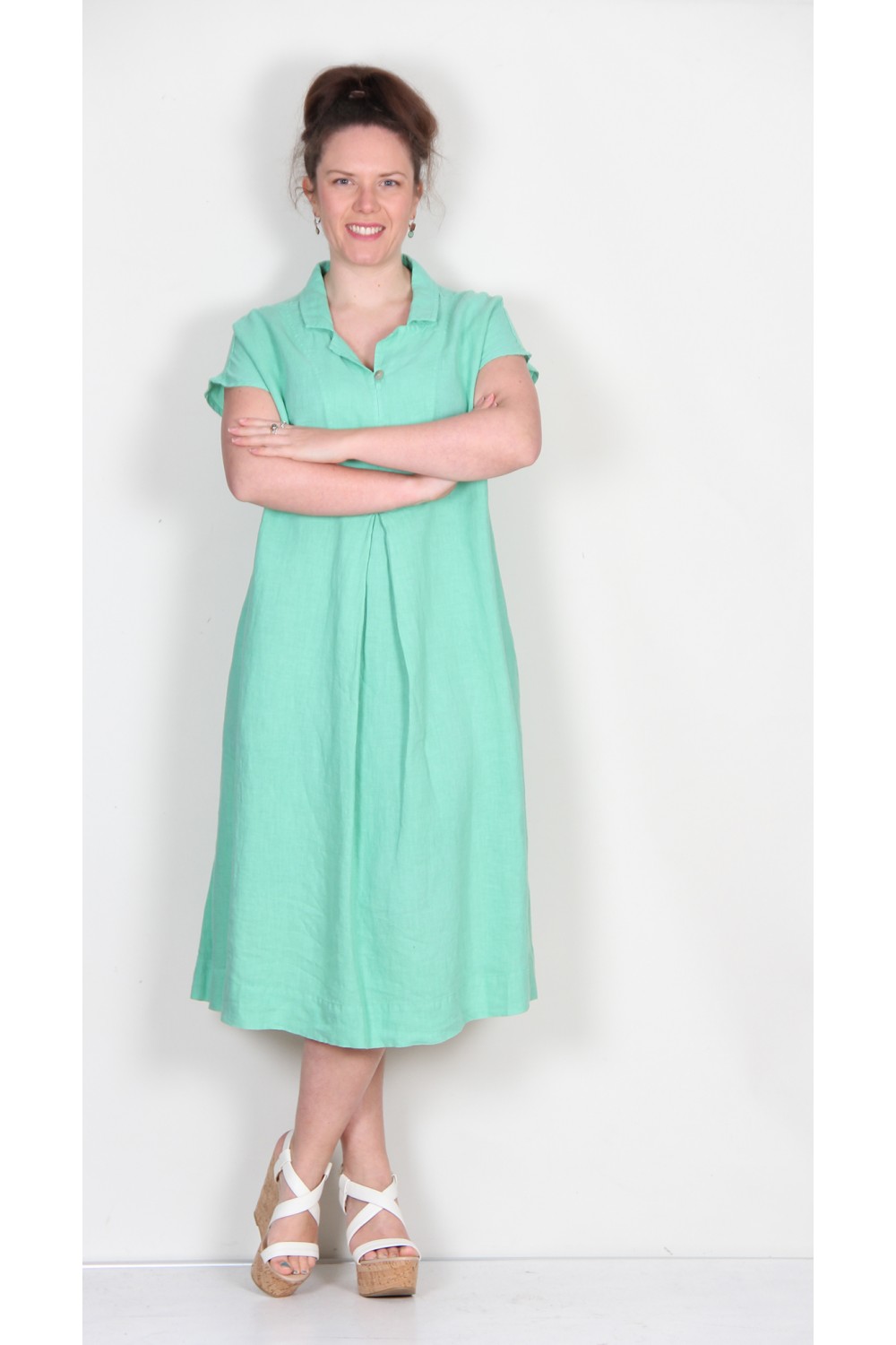 SAHARA Linen Flared Dress Peppermint