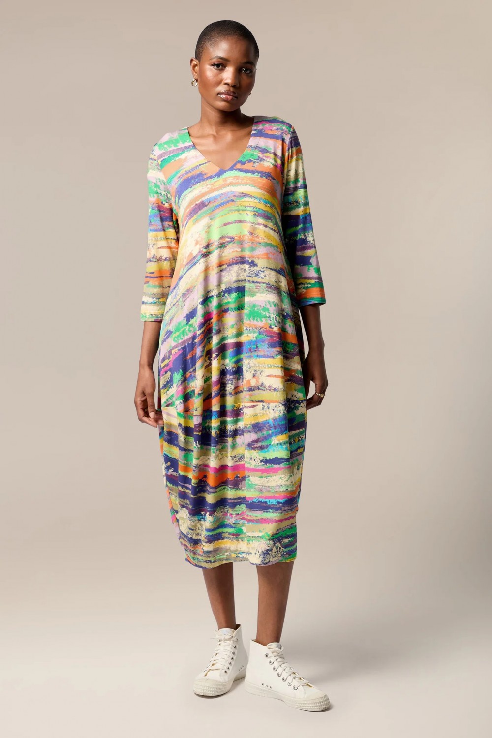 SAHARA Autumn Stripe Jersey Dress Multi