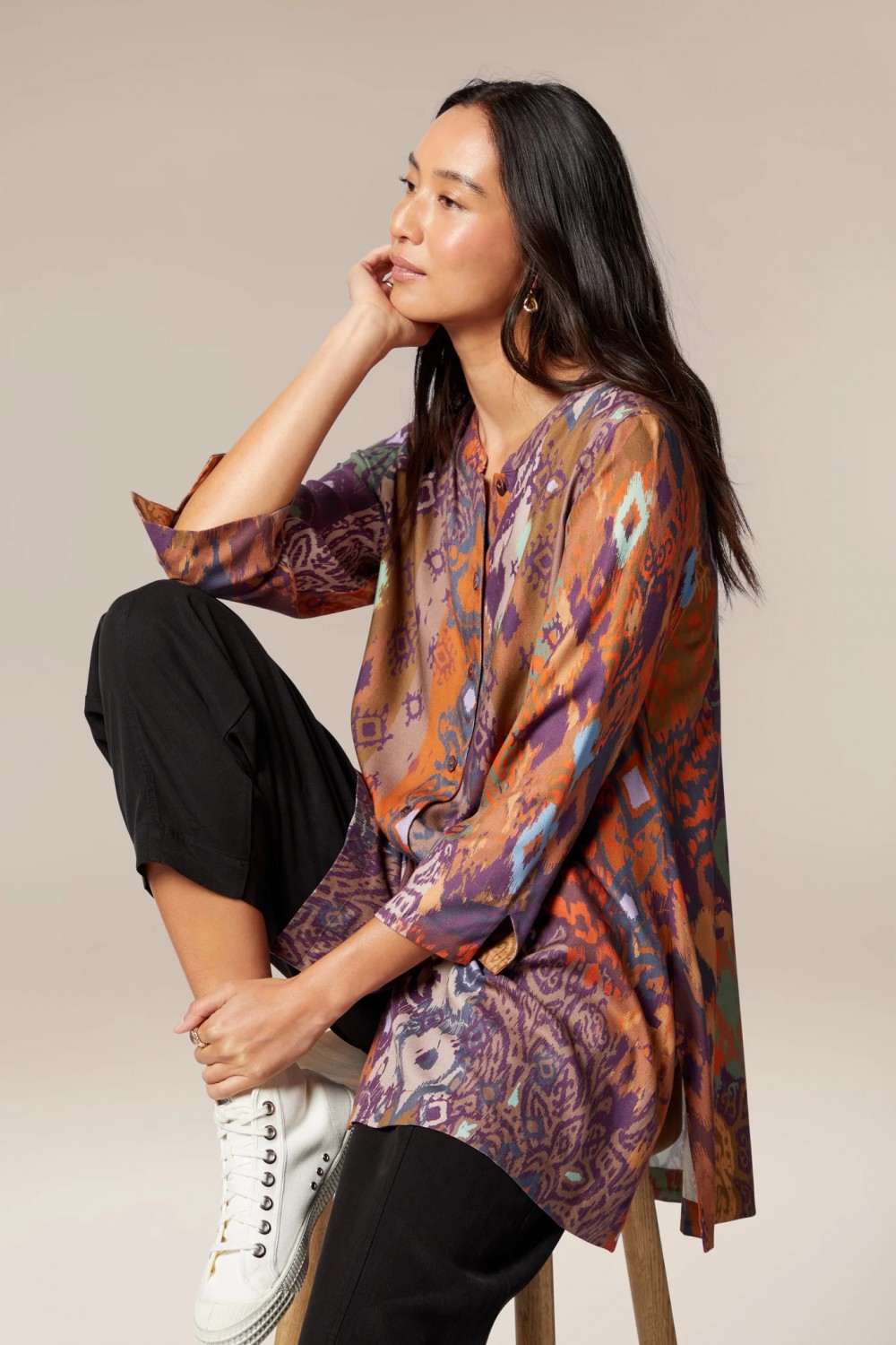 SAHARA Ikat Twill Print Shirt Multi