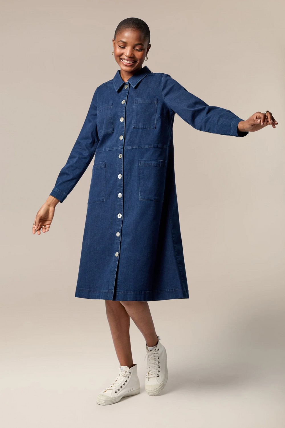 SAHARA Denim Pocket Shirt Dress Denim