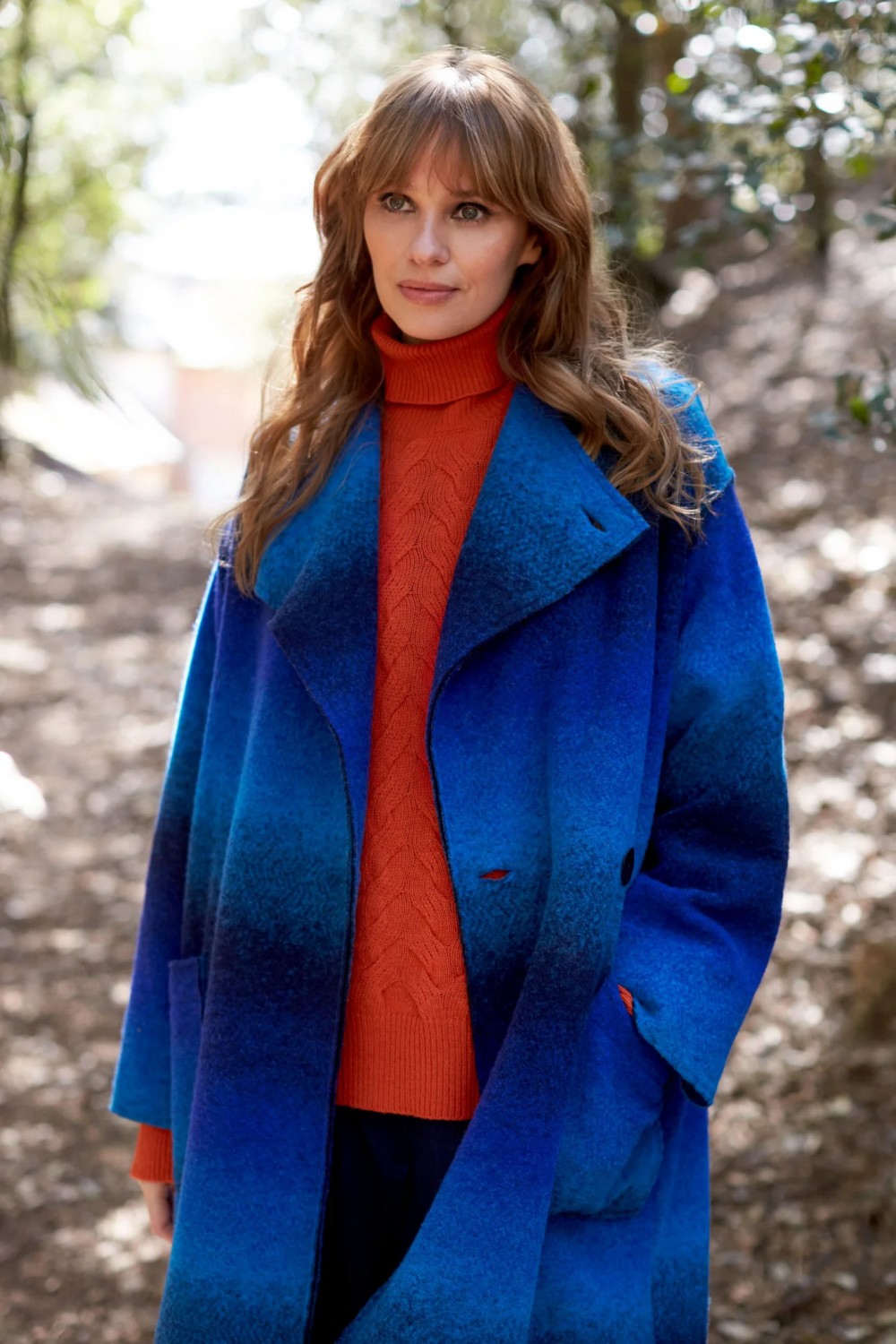 SAHARA Ombre Wool Coat Electric Blue Multi