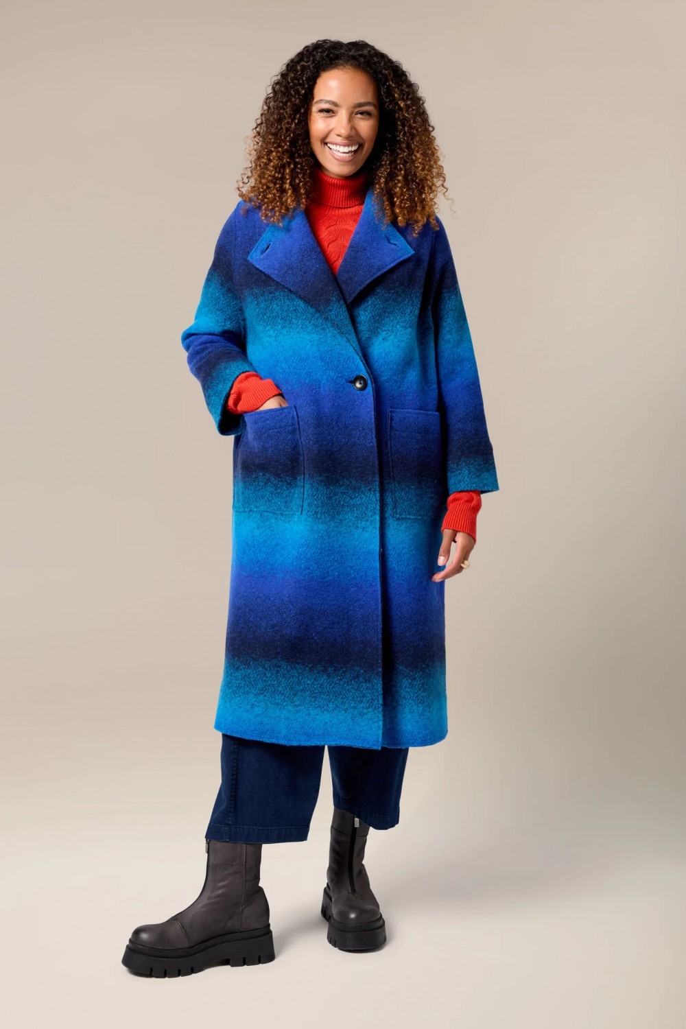 SAHARA Ombre Wool Coat Electric Blue Multi