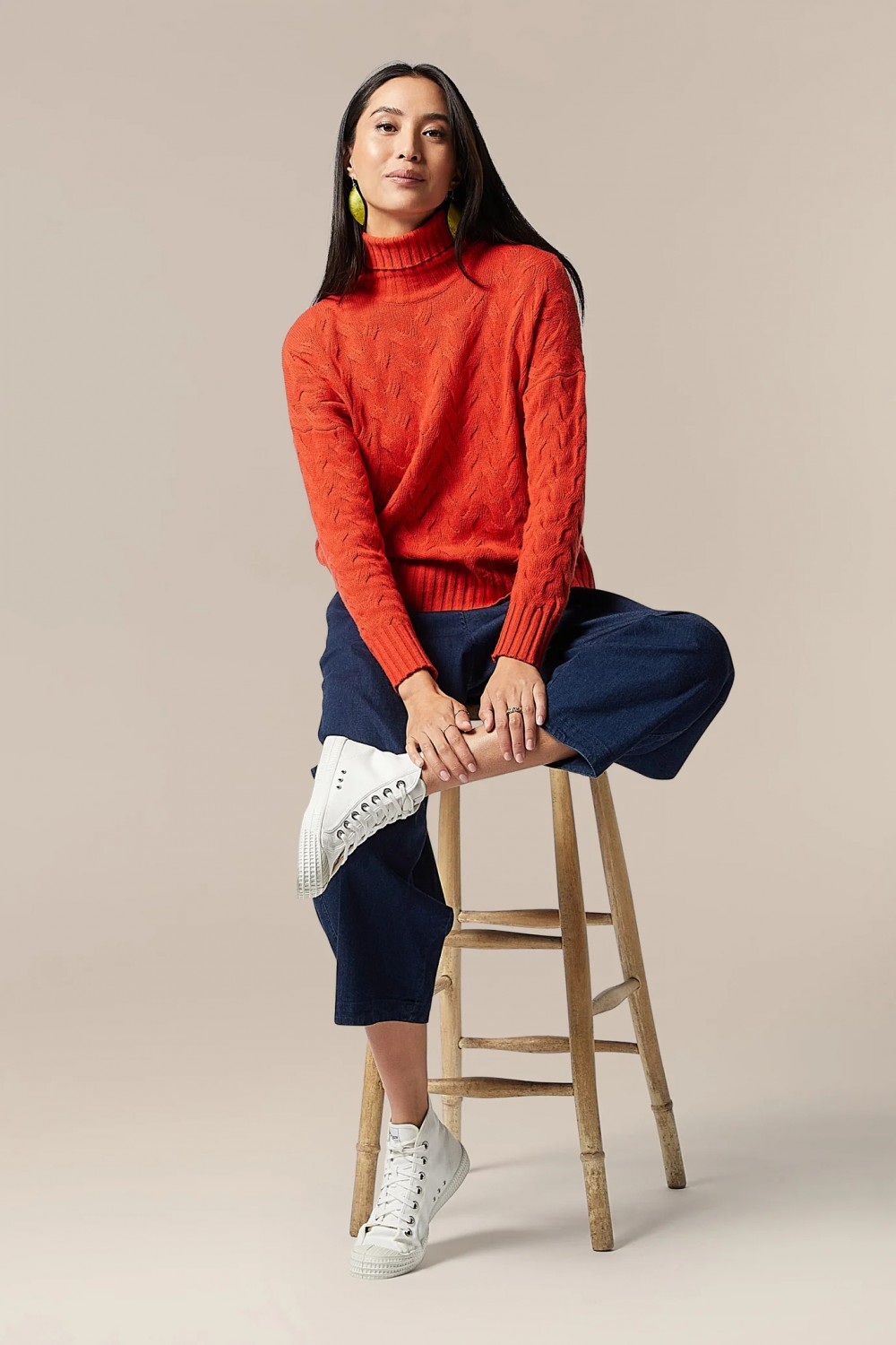 SAHARA Cable Knit Jumper Pumkin