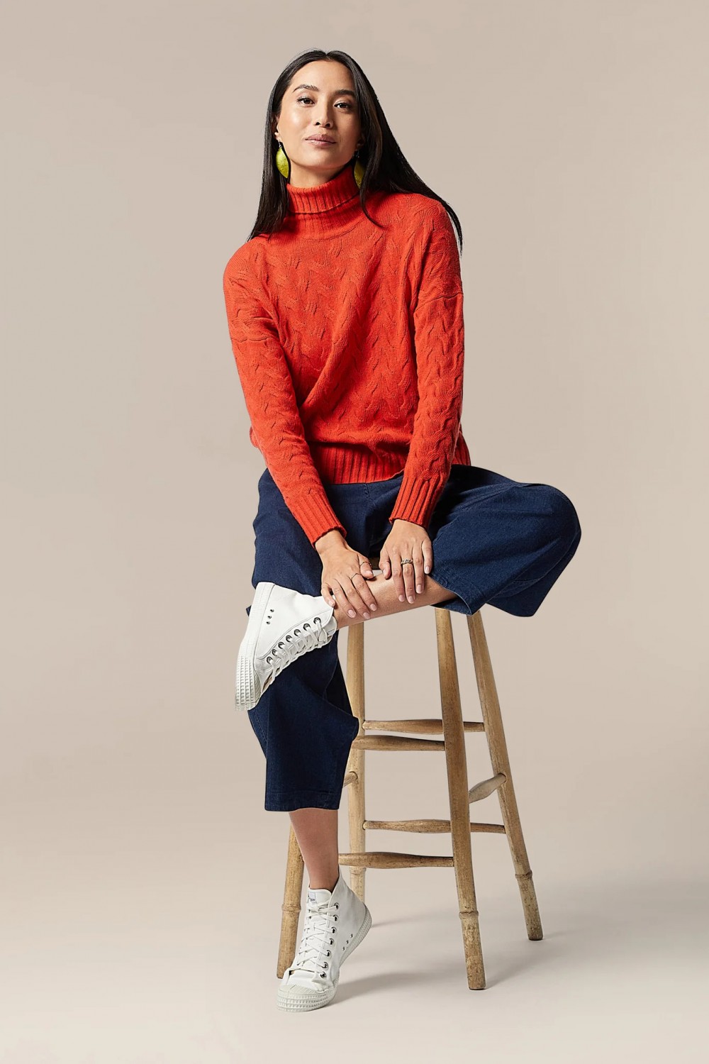 SAHARA Cable Knit Jumper Pumkin