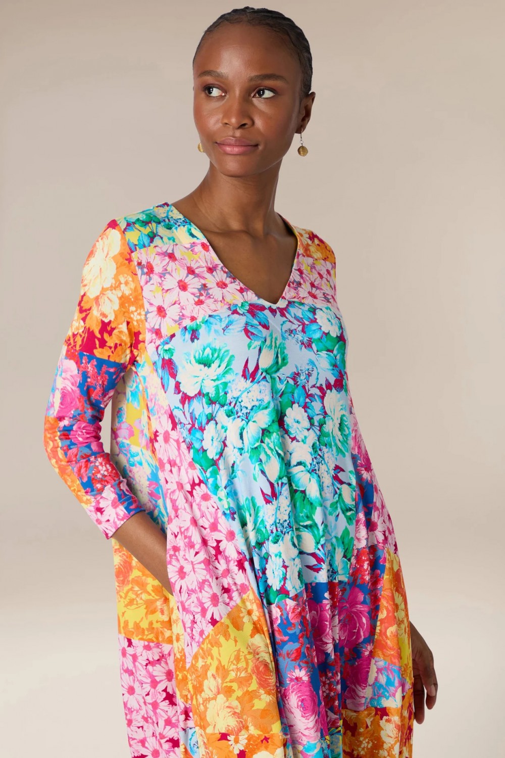 SAHARA Pop Art Floral Jersey Bubble Dress Multi