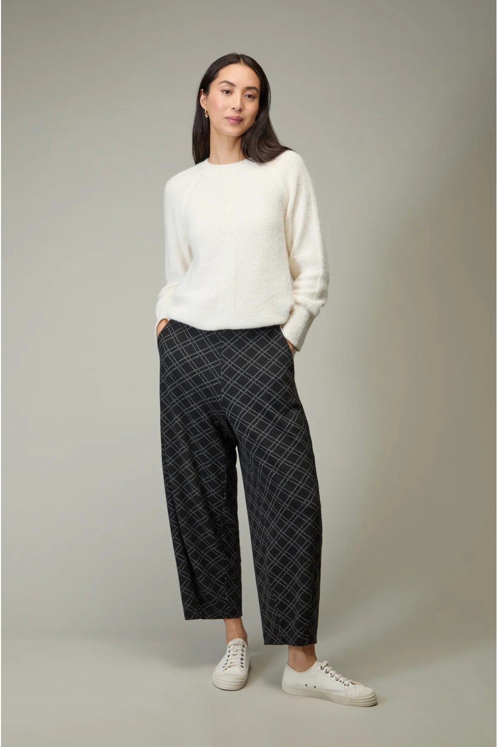 Sahara Square Jacquard Jersey Trousers Black/Dove