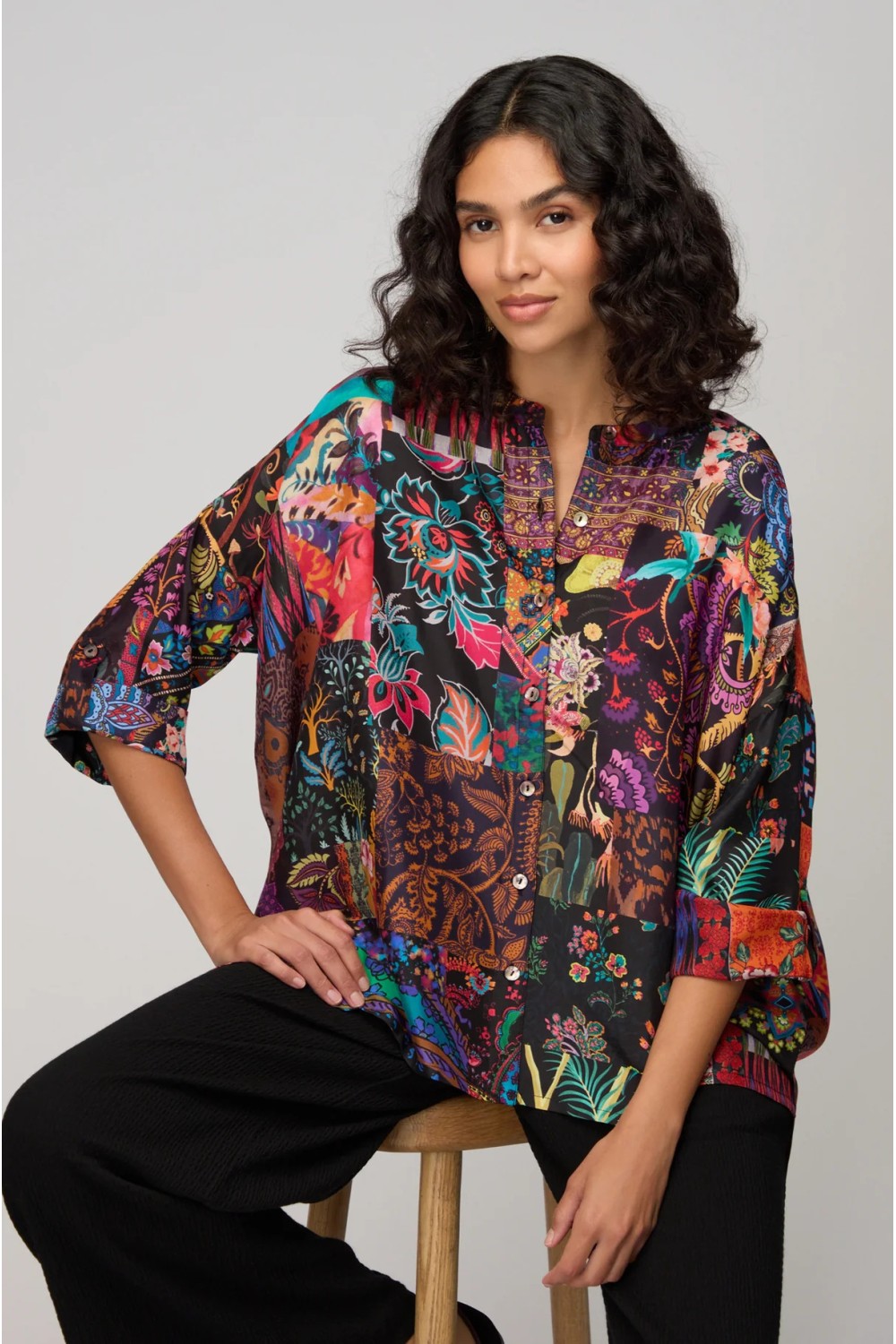Sahara Patchwork Silk Shirt Multi