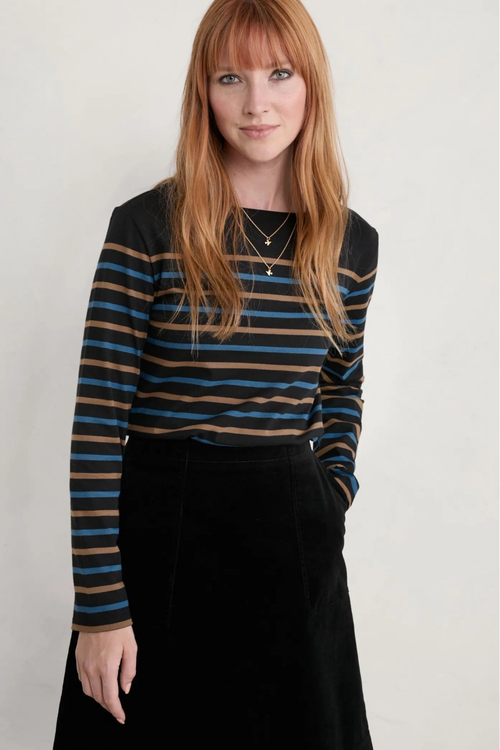 Seasalt Clothing Sailor Shirt Falmouth Breton Black Mast