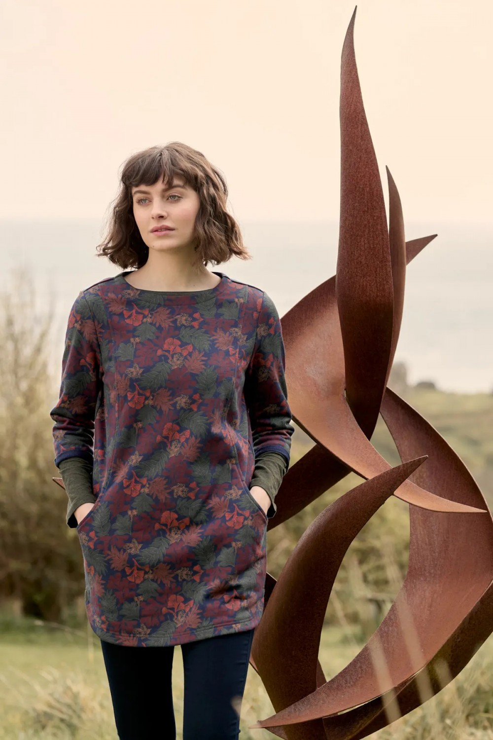 Seasalt Clothing River Meet Jersey Tunic Lino Seaweed Magpie