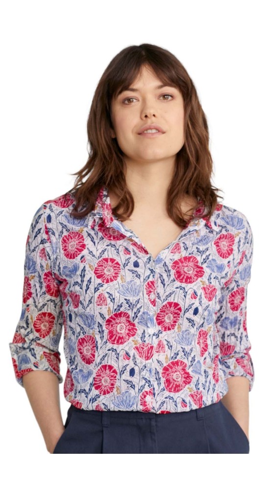 Seasalt Clothing Larissa Shirt Lino Poppies Chalk