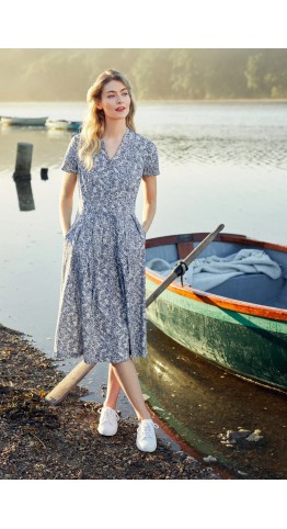 Seasalt Clothing Handwriting Dress Penrose Blooms Indigo