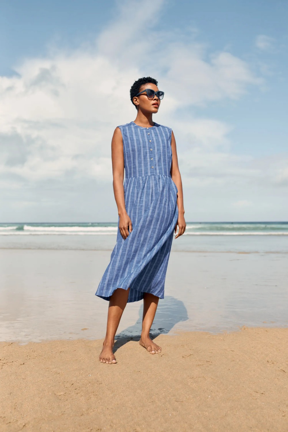 Seasalt Clothing Creek Cottage Dress Chesil Stripe Marine