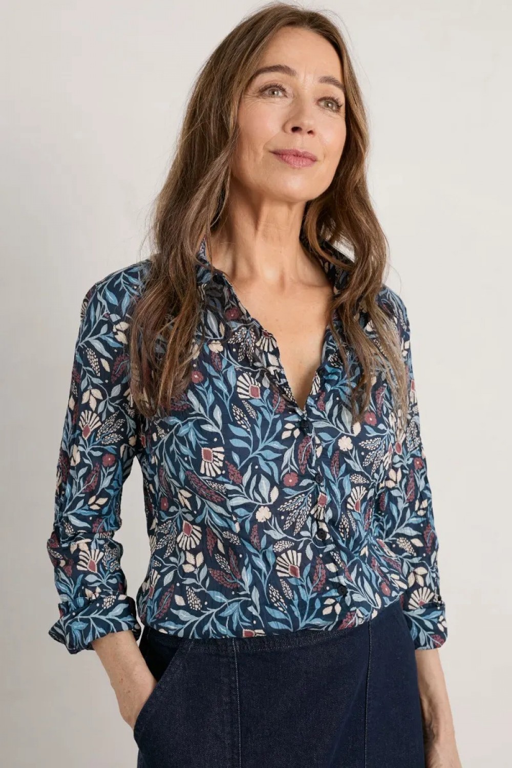Seasalt Clothing Larissa Organic Cotton Shirt Folk Meadow Maritime