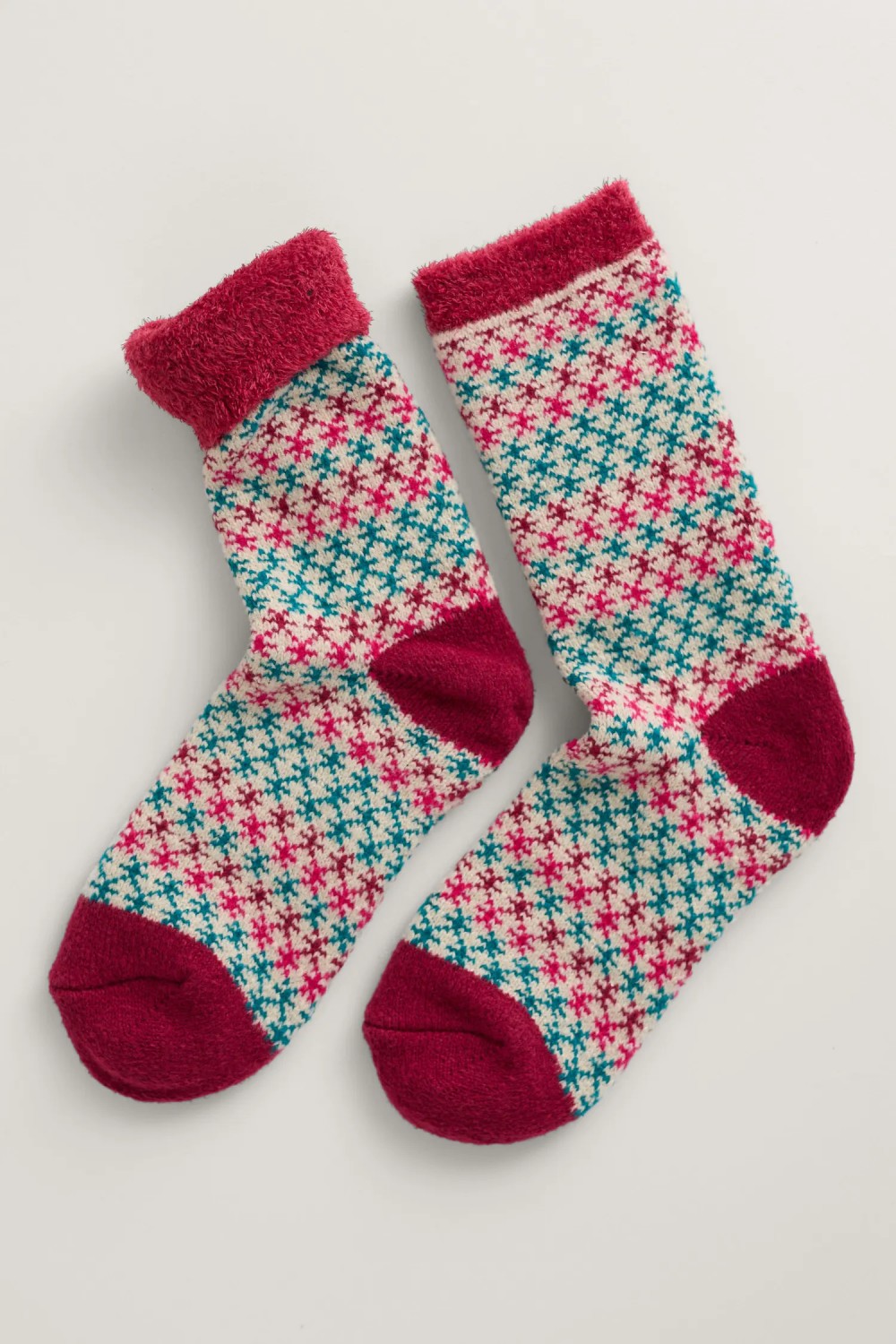 Seasalt Clothing Women's Cabin Socks Cross Stitch Wild Berry