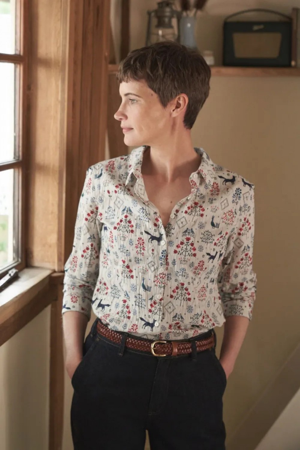 Seasalt Clothing Larissa Organic Cotton Shirt Tapestry Forest Aran