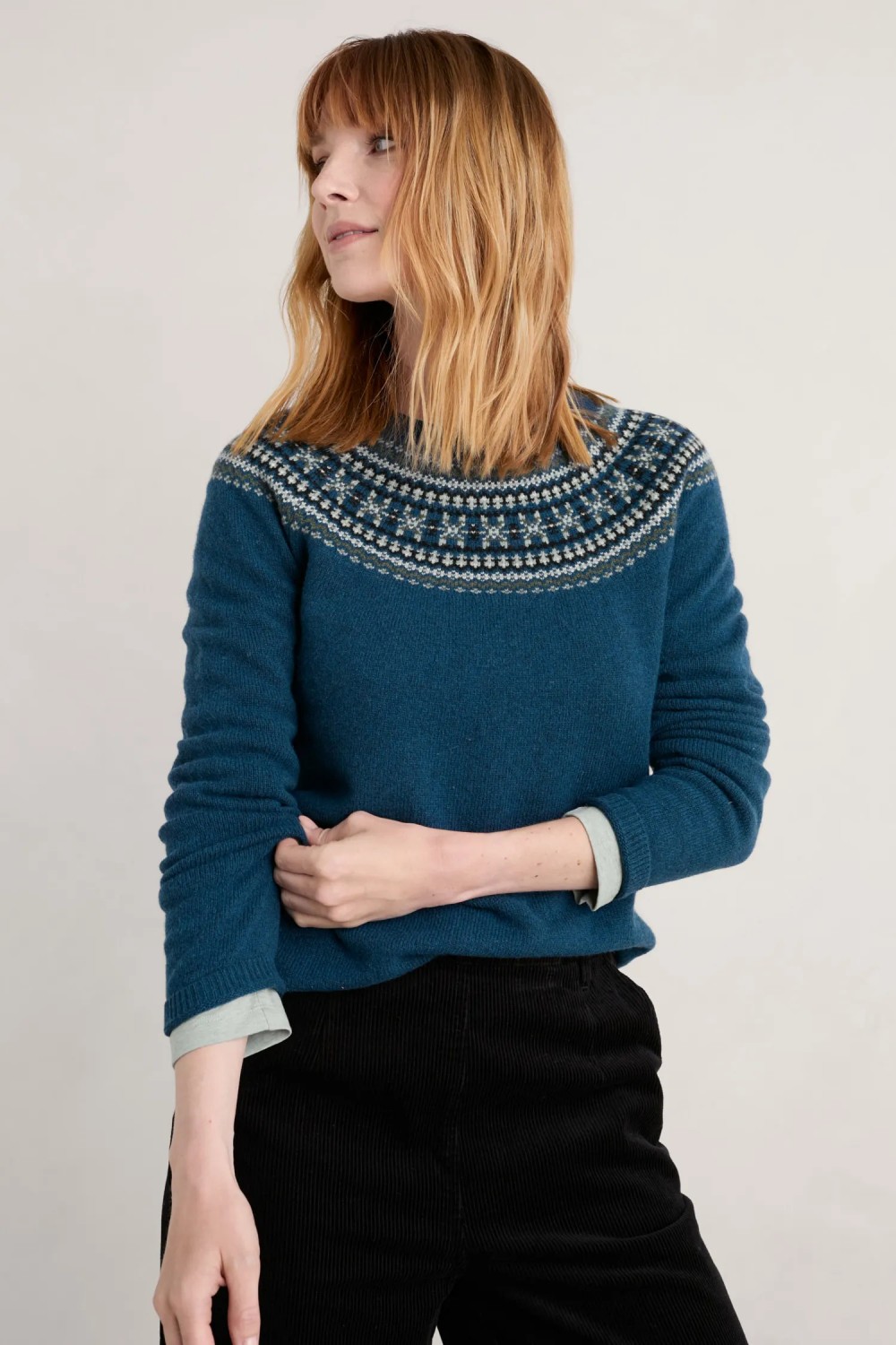 Seasalt Clothing Buck's Horn Jumper Fence Floral Dark Lugger