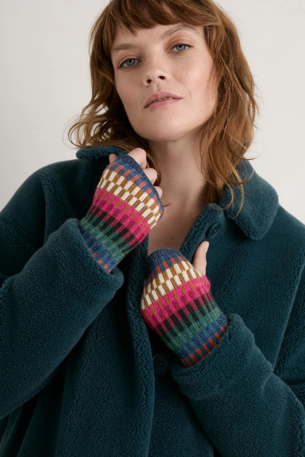 Seasalt Clothing Malva Fingerless Mittens Croquet Multi