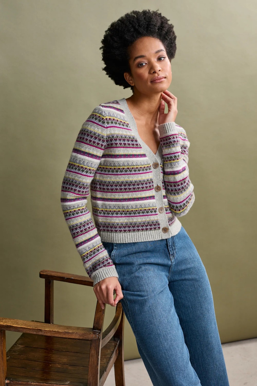 Seasalt Clothing Lamorna Lane Fair Isle Cardigan Hemmick Aran Multi