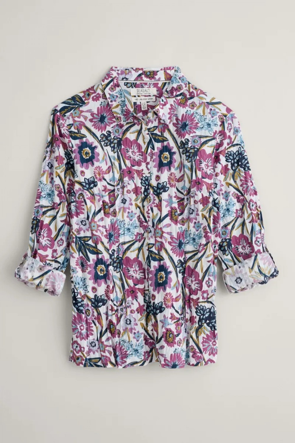 Seasalt Clothing Larissa Organic Cotton Shirt Floral Terrain Chalk