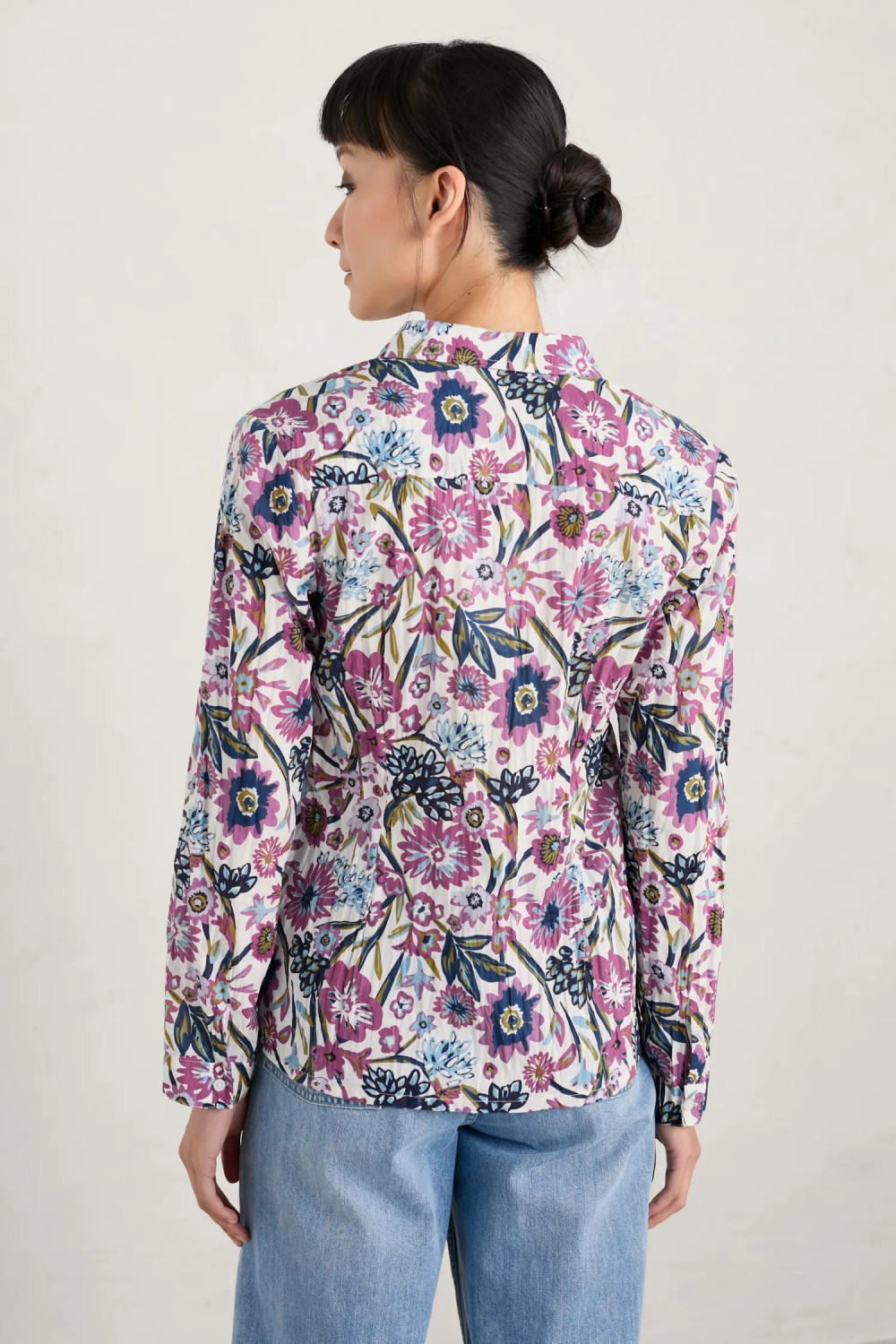 Seasalt Clothing Larissa Organic Cotton Shirt Floral Terrain Chalk