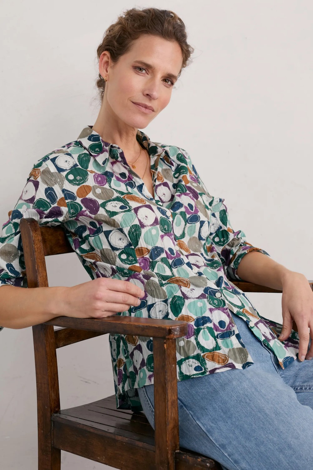 Seasalt Clothing Larissa Organic Cotton Shirt Geo Pebbles Mix