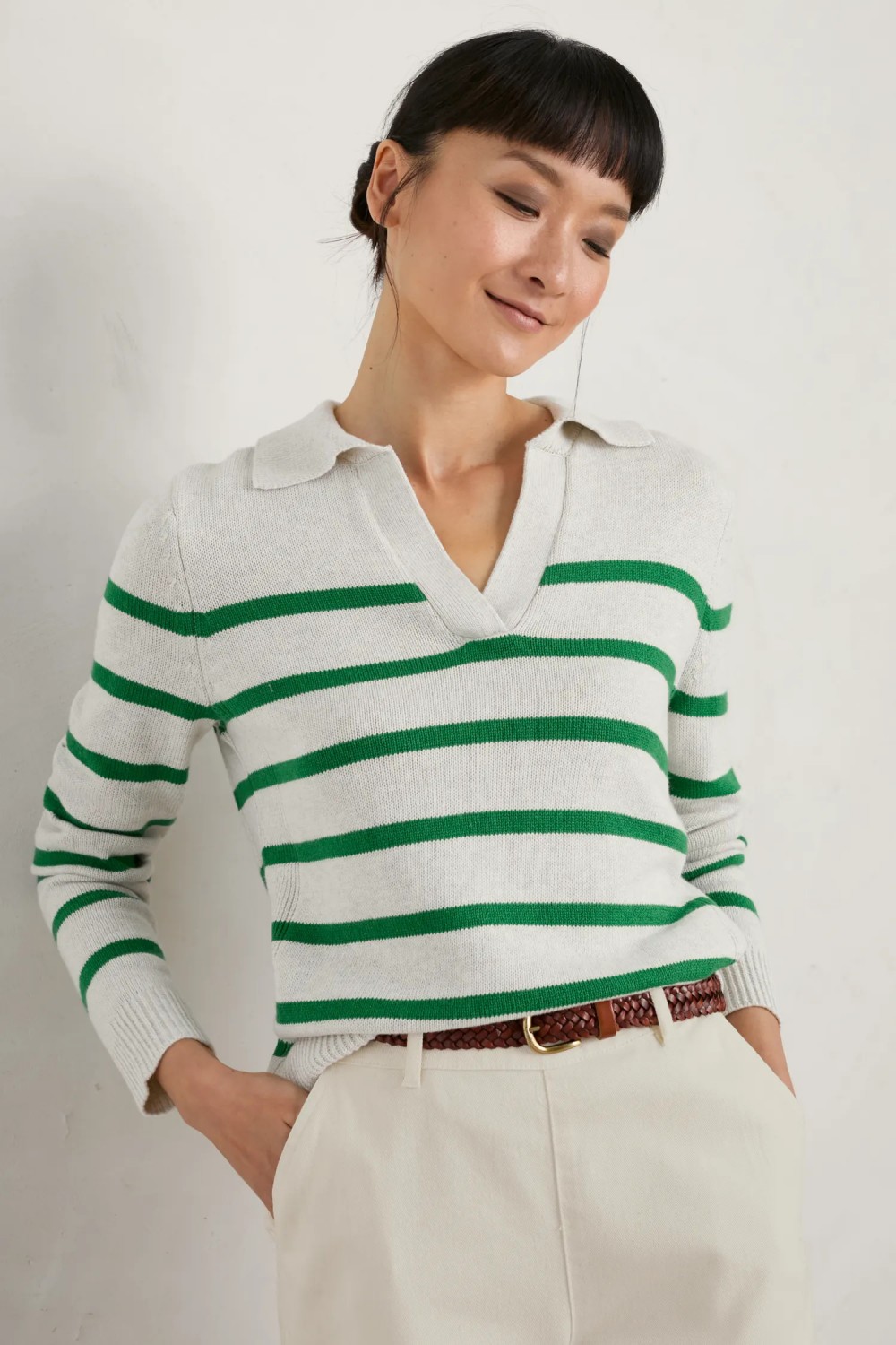 Seasalt Clothing Barbizan Long Sleeve Collared Jumper Veneer Ecru Island