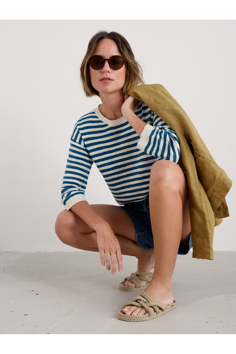 Seasalt Clothing Knavock Striped Jumper Mini Cornish Sailor Ecru