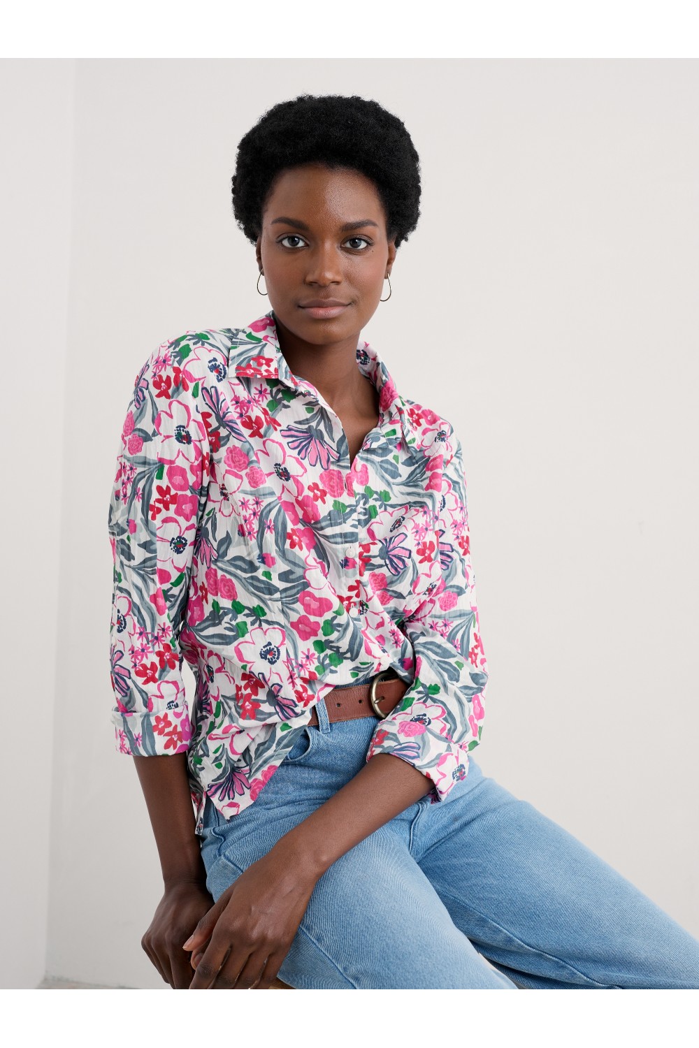 Seasalt Clothing Larissa Organic Cotton Shirt Garden Flowes Tulip
