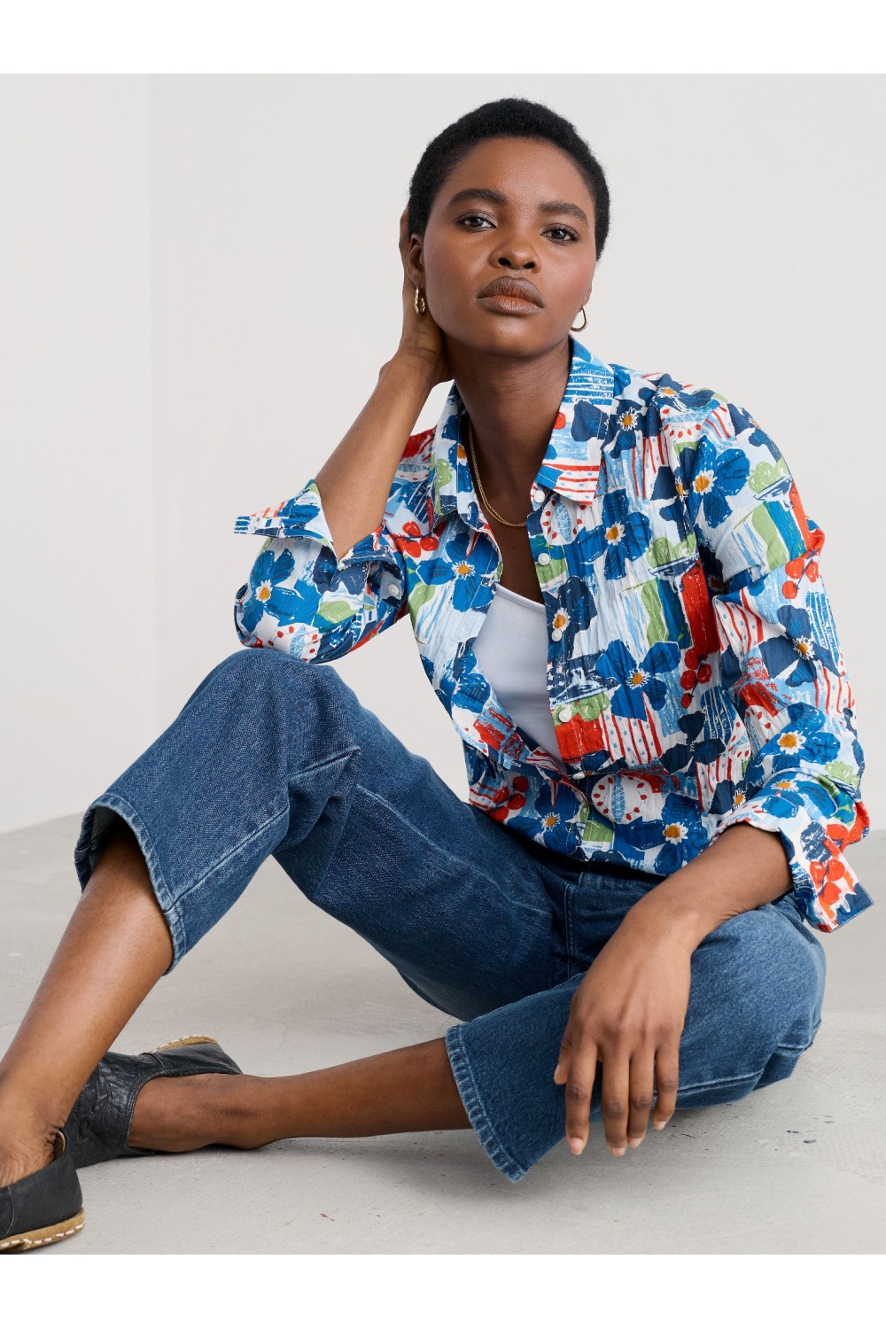 Seasalt Clothing Larissa Organic Cotton Shirt Table Sketch Chalk