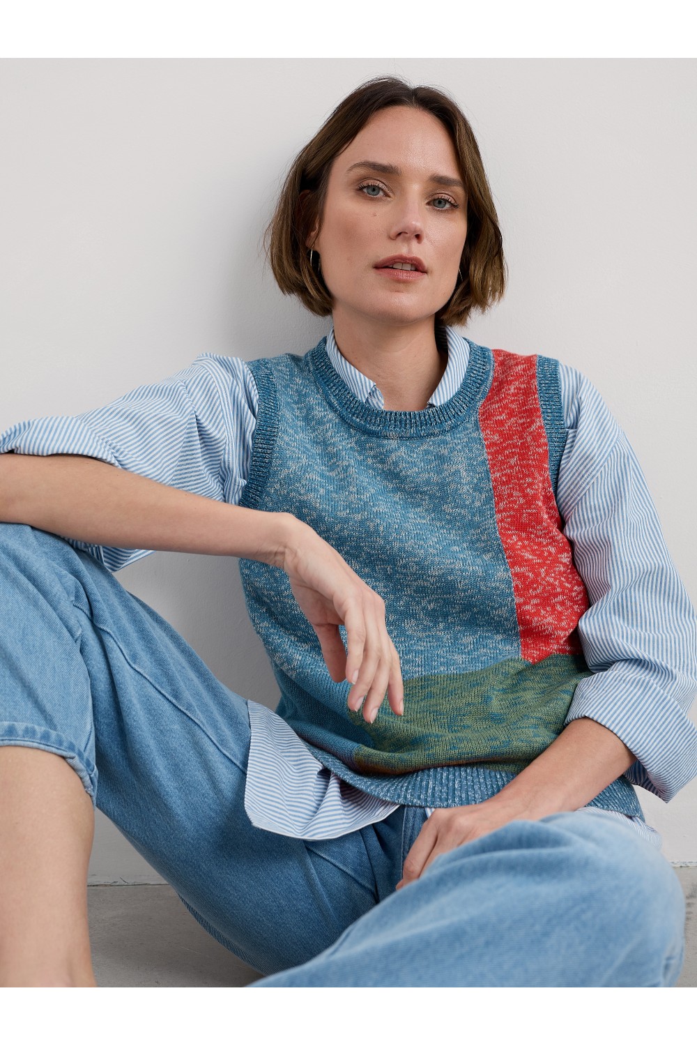 Seasalt Clothing Morgana Knitted Vest Tangle Wood Lagoon Multi