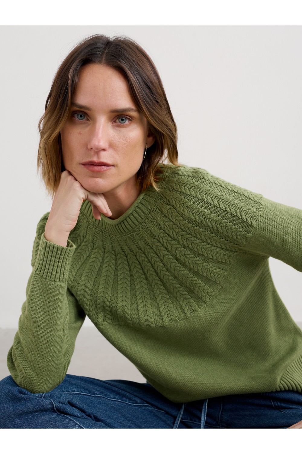 Seasalt Clothing Stone Chat Organic Cotton Jumper Moss
