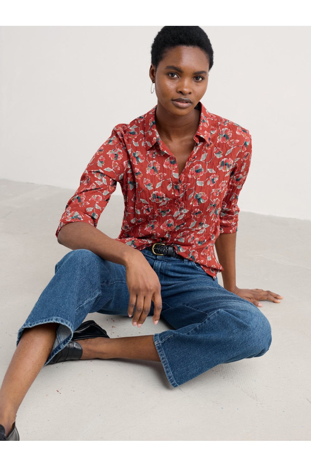 Seasalt Clothing Larissa Organic Cotton Shirt Artist Camellia Red Sail