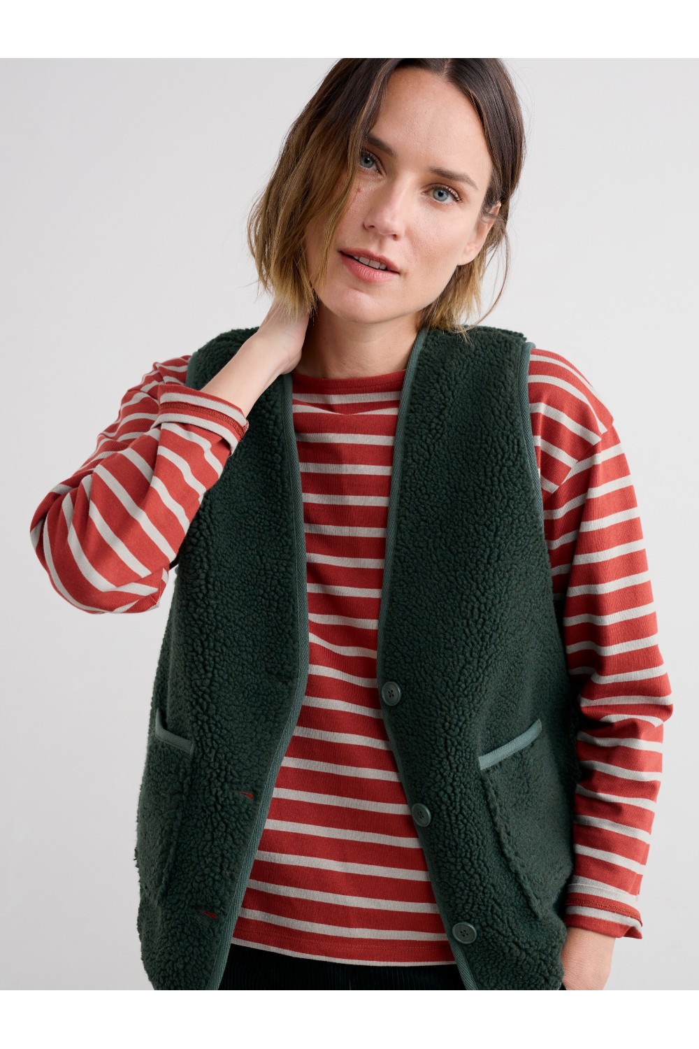 Seasalt Clothing Well Wisher Borg Fleece Gilet Coppice