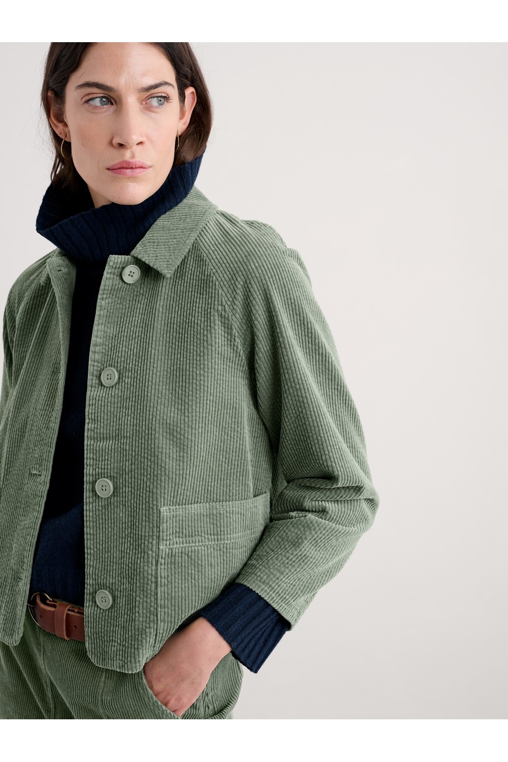 Seasalt Clothing Ocean Mist Cord Jacket Dusky Green