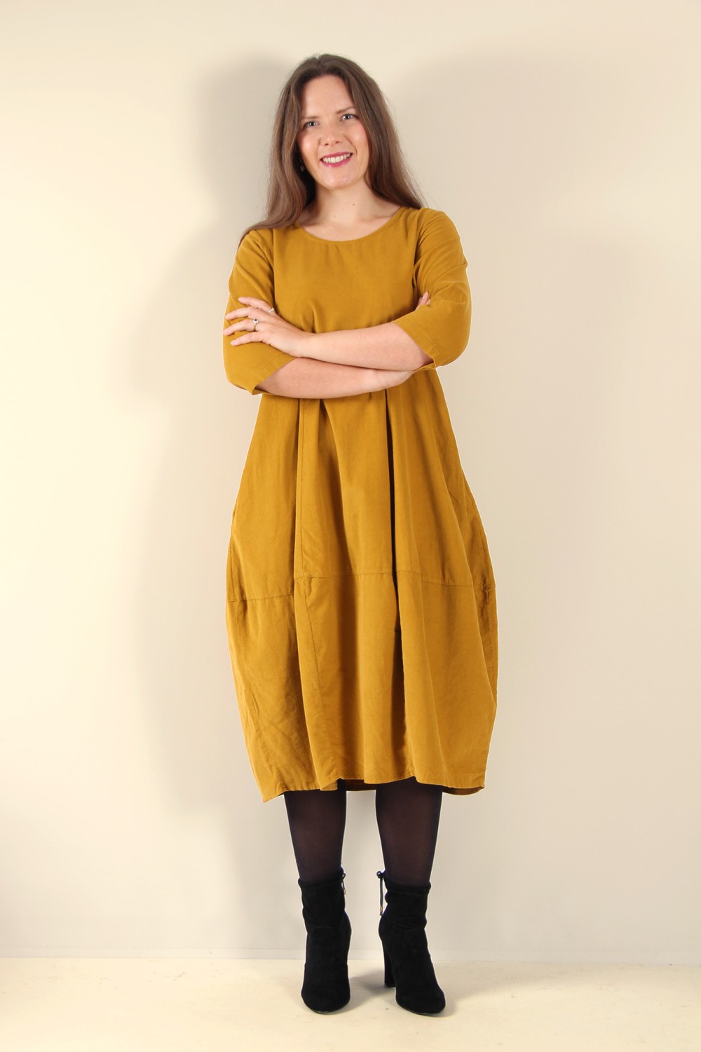Thing Peyton Organic Cotton Neddlecord Bubble Dress Ochre