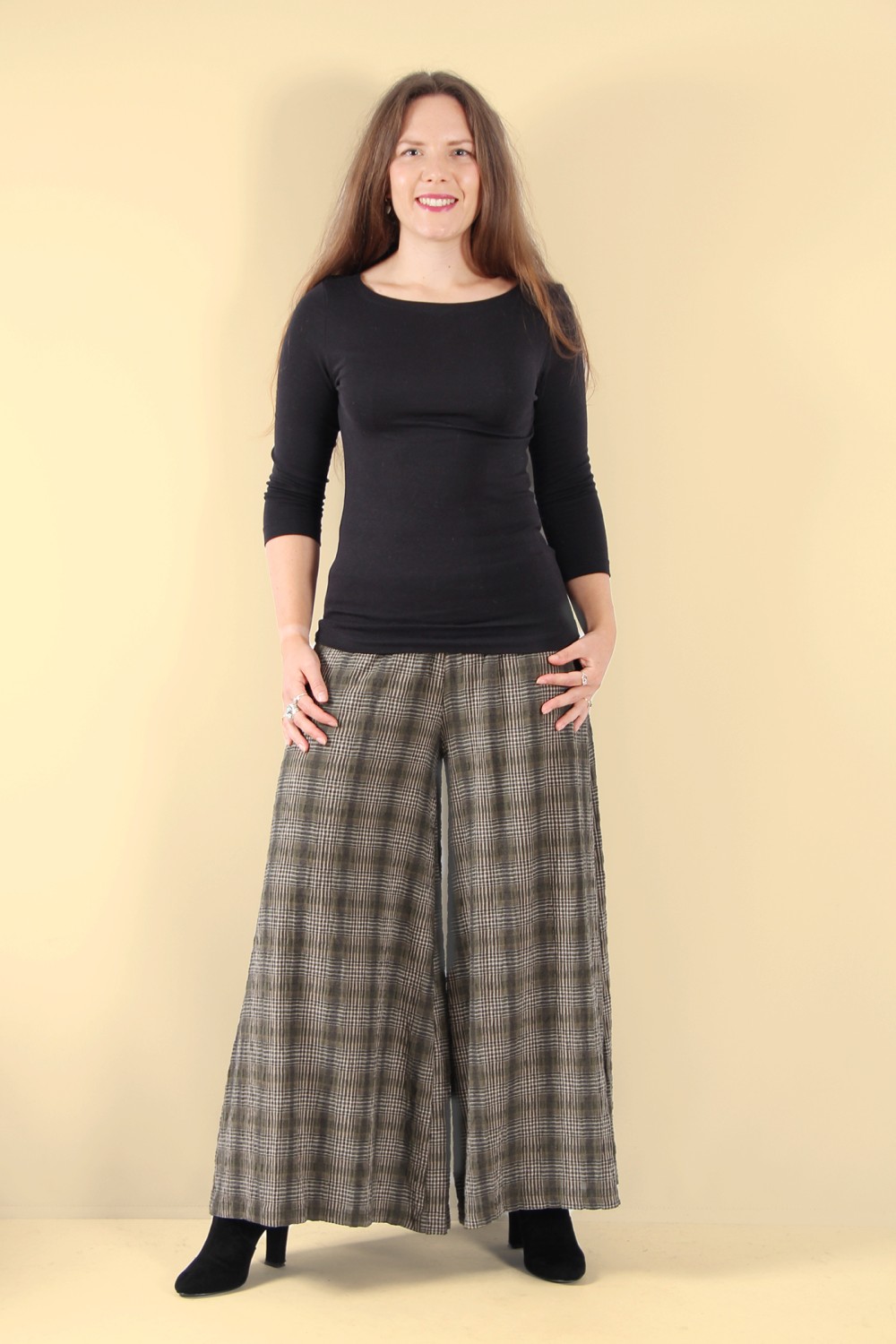 Thing Penny Check Wide Leg Culotte Herb
