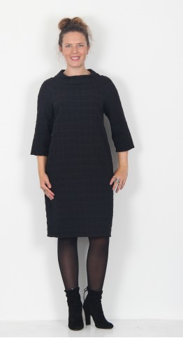 Vetono Textured Stripe Dress Black