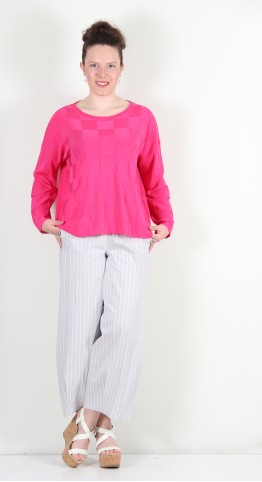 Vetono Cotton Blend Boxy Check Pullover Pink
