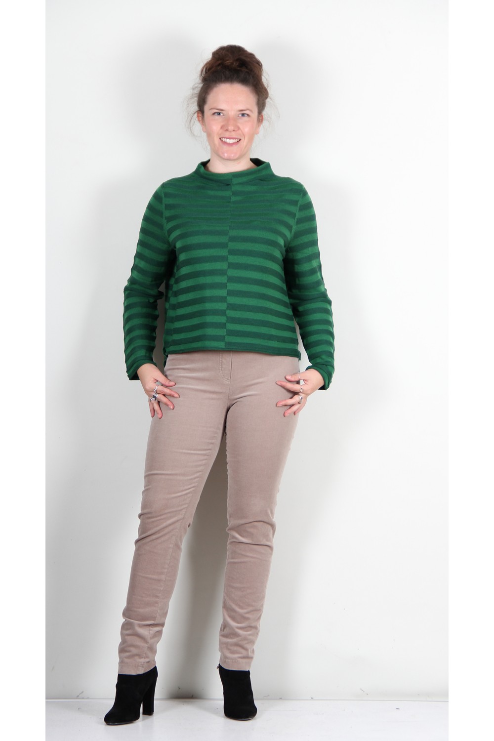 Vetono Self Stripe Knit Deep Green